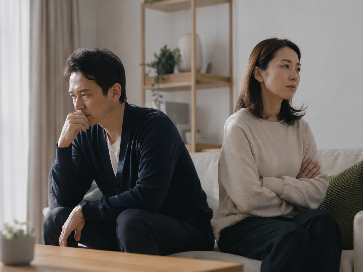 すれ違いを感じている夫婦のイメージ